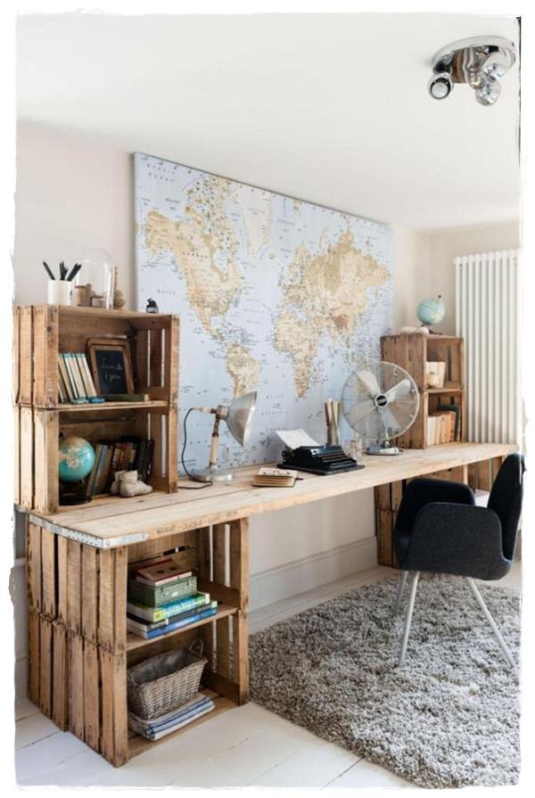 Décorez votre maison avec des boîtes recyclées - Un joli bureau