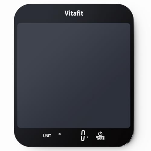 Vitafit 15kg Digital Kitchen Scale, Multifunction Electronic Food Scale in Grams and Ounces, Precise Graduation 1g/0.1oz, Batteries Included, Black