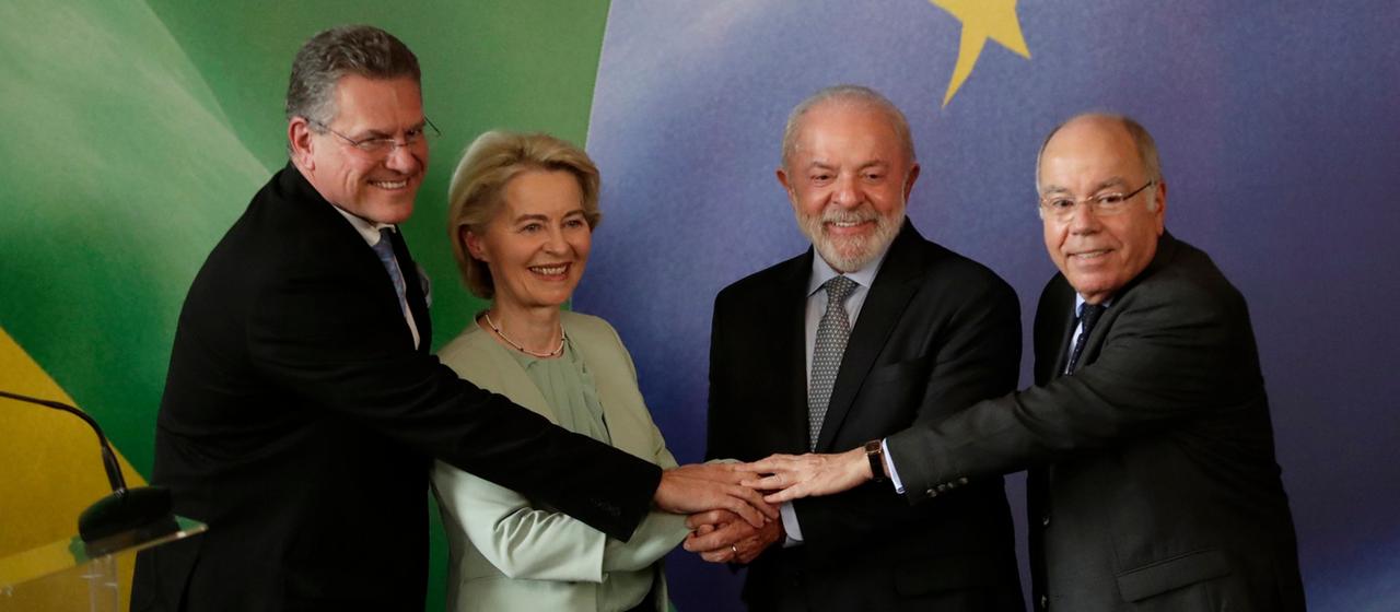 Maros Sefcovic, Von der Leyen, Lula da Silva and Marora Viera 