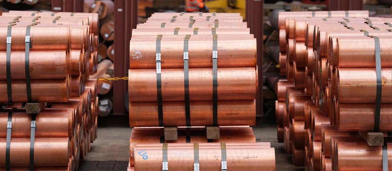 Copper production, continuous casting plant at Aurubis AG.